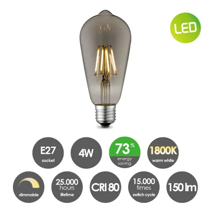 Home Sweet Home dimbare Led Drop E27 ST64 4W 150Lm 1800K Helder 7