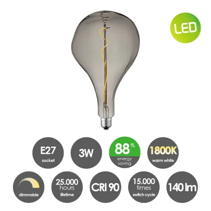 Home Sweet Home ledfilamentlamp Flex grijs E27 4W 3