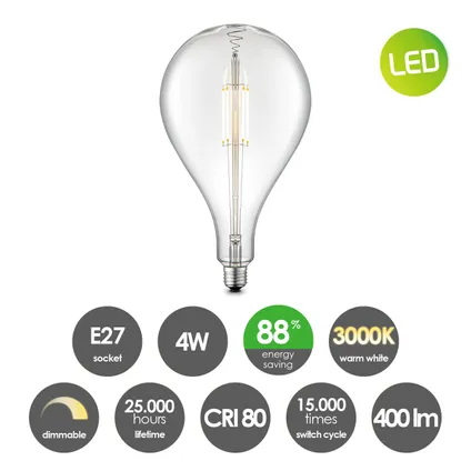 Home Sweet Home ledfilamentlamp Carbon G160 E27 4W 3