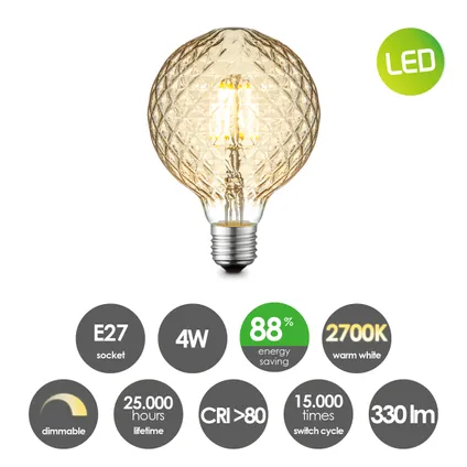 Ampoule LED à filament Home Sweet Home Deco G95 ambre E27 4W 3