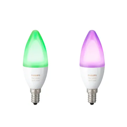 Philips Hue lamp flame wit en gekleurd licht E14 2 stuks