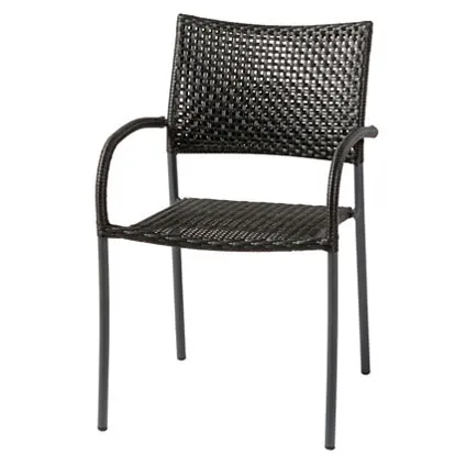 Chaise de jardin Central Park 'Piatto' wicker noir 82 x 52 cm