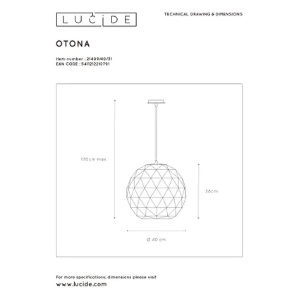 Lucide hanglamp Otona wit ⌀40cm E27 60W 5