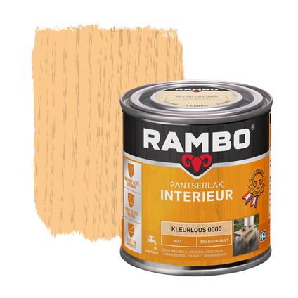Rambo Pantserlak Interieur Transparant Mat 0000 Kleurloos 0,25 Ltr