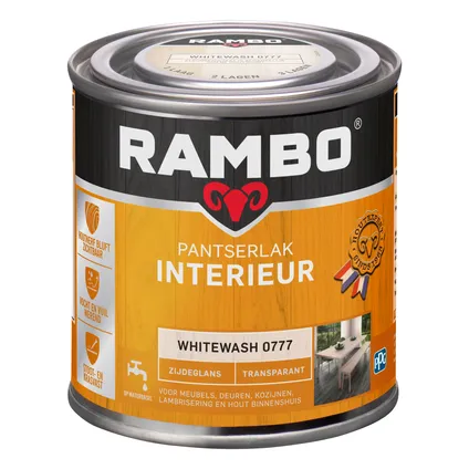 Rambo Pantserlak Interieur Transparant Zijdeglans 0777 Whitewash 0,25 Ltr 3