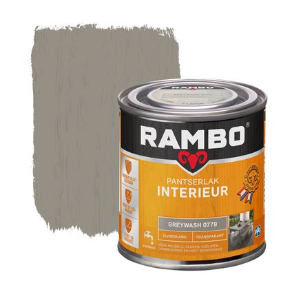 Rambo Pantserlak Interieur Transparant Zijdeglans 0779 Greywash 0,25 Ltr