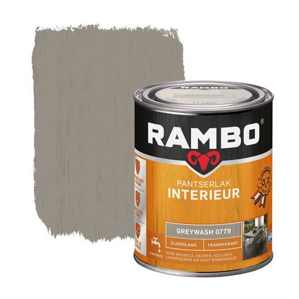Rambo Pantserlak Interieur Transparant Zijdeglans 0779 Greywash 0,75 Ltr