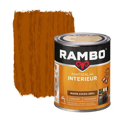 Rambo Pantserlak Interieur Zijdeglans 0804 Warmeiken 0,75 Ltr