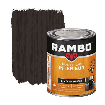 Rambo Pantserlak Interieur Transparant Zijdeglans 0802 Blackwash 0,75 Ltr