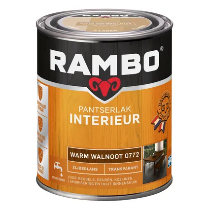Rambo Pantserlak Interieur Transparant Zijdeglans 0772 Warmwalnoot 0,75 Ltr 3