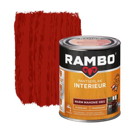 Rambo Pantserlak Interieur Transparant Zijdeglans 0801 Warmmahonie 0,75 Ltr