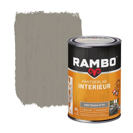 Rambo Pantserlak Interieur Transparant Zijdeglans 0779 Greywash 1,25 Ltr