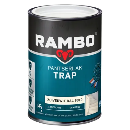 Rambo pantserlak trap dekkend zijdeglans RAL9010 1,25L 3