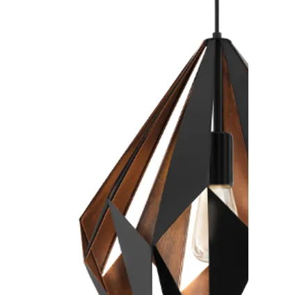 EGLO hanglamp Carlton 1 zwart koper ⌀38,5cm E27 2