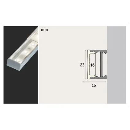 Paulmann profil carré pour ruban LED avec diffuseur 2m 23
