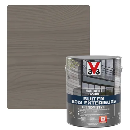 Lasure bois extérieur V33 trendy style gris argenté 2,5L