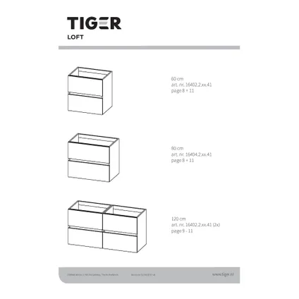 Tiger wastafelonderkast Loft 120cm naturel eik
 3