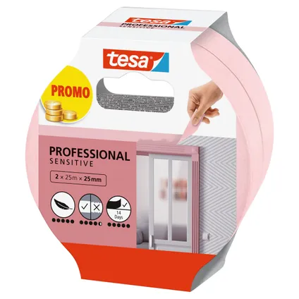 Tesa® Professional Sensitive afplaktape 25mx25mm 2 stuks 2