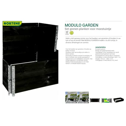 Mini moestuinbak Nortene Modulo Garden zwart 60x19,5x2cm 2 stuks 2