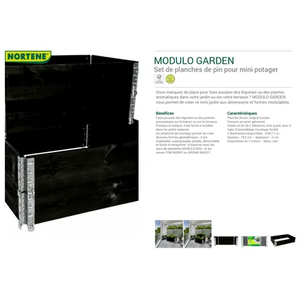 Mini potager Nortene Modulo Garden noir 100x19,25x2cm 2pcs 3
