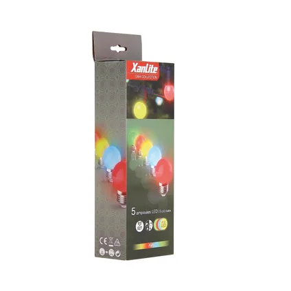 Xanlite ledlamp P45 gekleurd licht E27 1,2W 5 stuks 5