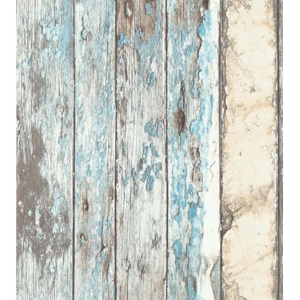 Vliesbehang Wood blauw PE10012