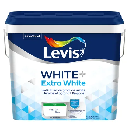 Peinture Levis White+ extra white mat 5L 2