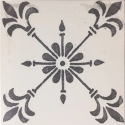 Wand- en vloertegel Vintage Perla - Keramiek - Wit/Grijs - 22,5x22,5cm - 1 stuk 2