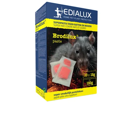 Pâte âppat anti-rats et anti-souris Edialux Brodilux 150g