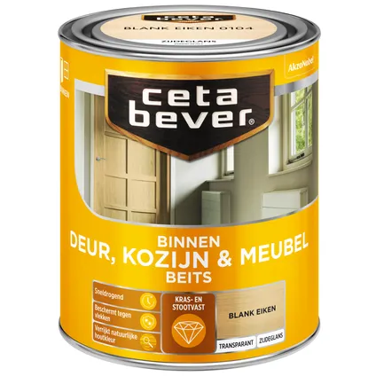 CetaBever transparant binnenbeits deur & kozijn ac 0104 blank eiken 750 ml