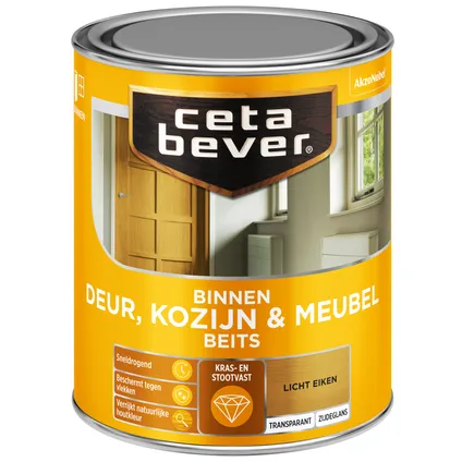 CetaBever transparant binnenbeits deur & kozijn ac 0106 licht eiken 750 ml
