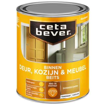 CetaBever transparant binnenbeits deur & kozijn ac 0109 donker eiken 750 ml