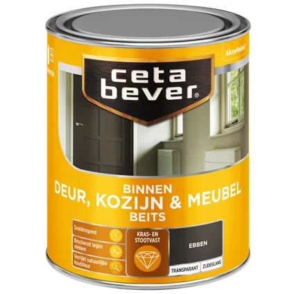 CetaBever transparant binnenbeits deur & kozijn ac 0120 ebben 750 ml