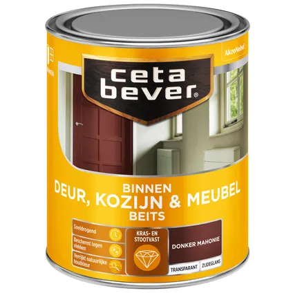 CetaBever transparant binnenbeits deur & kozijn ac 0147 donker mahonie 750 ml