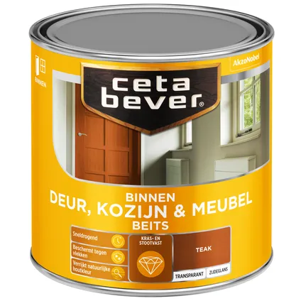 CetaBever transparant binnenbeits deur & kozijn ac 0185 teak 250 ml