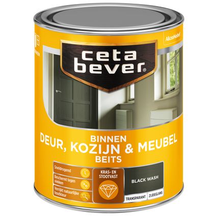 CetaBever Deur, Kozijn & Meubelbeits Black wash Zijdeglans 0,75L