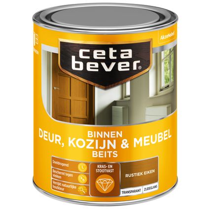 CetaBever transparant binnenbeits deur & kozijn ac 0107 rustiek eiken 750 ml