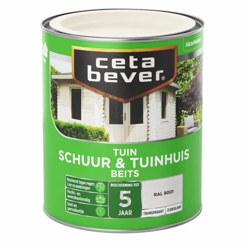 CetaBever Schuur & Tuinhuis beits RAL 9001 Zijdeglans 0,75L