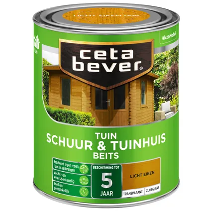CetaBever transparant schuur- & tuinhuis beits 006 licht eiken 750 ml