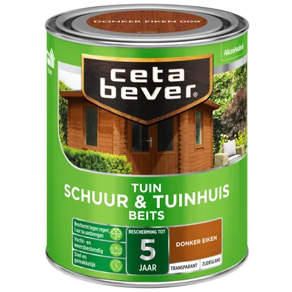 CetaBever transparant schuur- & tuinhuis beits 009 donker eiken 750 ml
