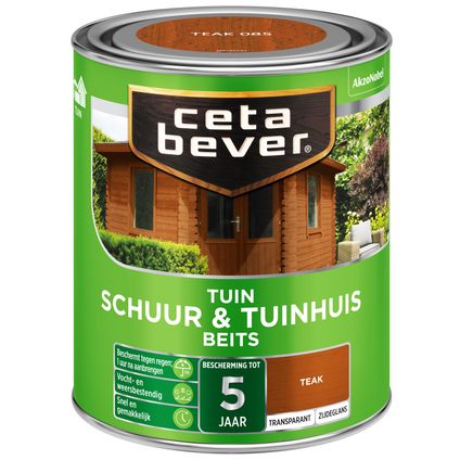 CetaBever transparant schuur- & tuinhuis beits 085 teak 750 ml