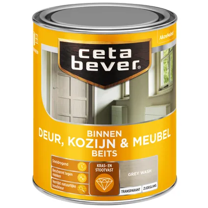CetaBever transparant binnenbeits deur & kozijn ac grey wash 750 ml