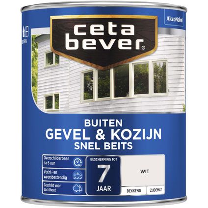 CetaBever Gevel & Kozijn beits Wit Zijdemat 0,75L