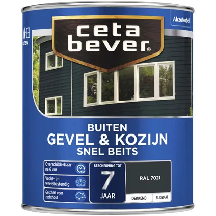 CetaBever Gevel & Kozijn beits RAL 7021 Zijdemat 0,75L
