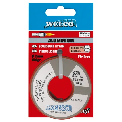 Welco zachtsoldeer voor aluminium 2mm 100gr 2