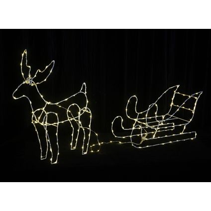 Éclairage de Noël renne avec traîneau 220 LED 45cm