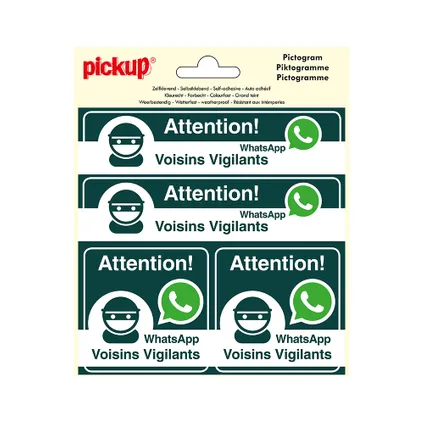 Pickup pictogram 'attentie! WhatsApp buurtpreventie' 4st