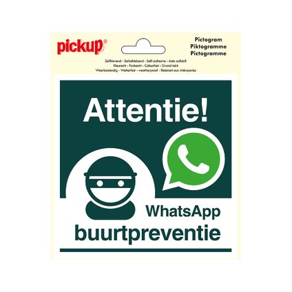 Pickup sticker WhatsApp Buurtpreventie 15x15cm