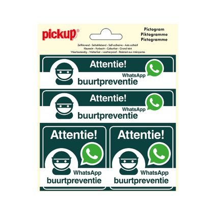 Pickup sticker 4-op-1 WhatsApp Buurtpreventie15x15cm