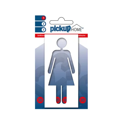 Pickup zelfklevend pictogram Home 3D vrouw wit